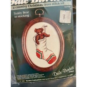 TEDDY BEAR IN STOCKING Cross Stitch Kit NOS Dale Burdett SEWING KIT ONLY